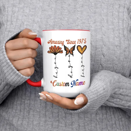 Miniatura 6 de Regalo personalizado de cumpleaños 48 para ella, mujeres, mamá, hermana, mejor amiga, abuela, taza de mariposa con nombre personalizado, taza