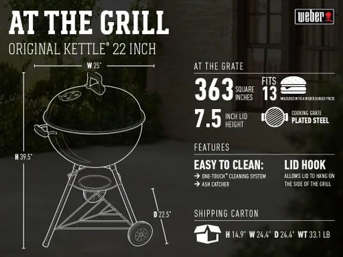 Miniatura 13 de Weber Original Kettle Charcoal Grill for Outdoor Cooking and Barbecue, 22-Inch, Black