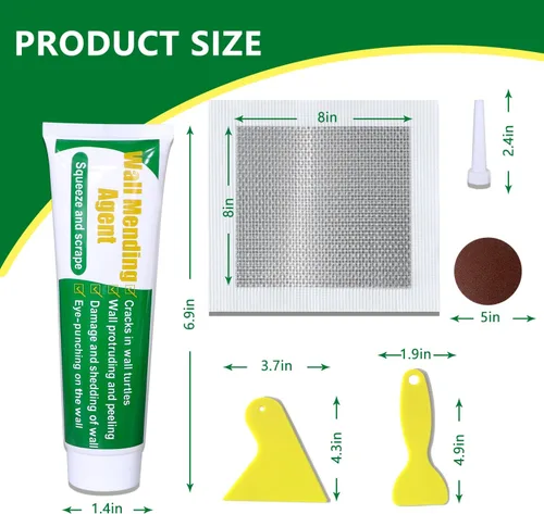 Miniatura 6 de Kit de reparación de parches de pared, 17.64 oz de agente reparador de paredes de yeso y kit de reparación de paneles de yeso de malla de 8