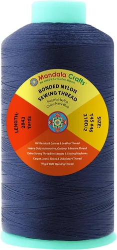 Miniatura 321 de Mandala Crafts - Hilo de nailon para coser cuero, tapicería, mezclilla y para trenzar el pelo; resistente, 1500 yardas, tamaño 69 T70 Marrón
