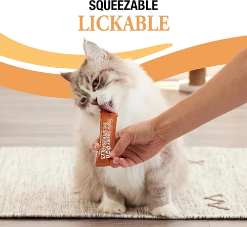 Miniatura 8 de Good 'n' Tasty Cucharas sabrosas con pato real, carne de res y conejo, tubo de 6 unidades, golosinas húmedas exprimibles de triple sabor para gatos