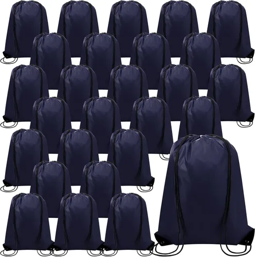 Miniatura 9 de 100 bolsas de cordón con cordón a granel, bolsas de almacenamiento para deportes, gimnasio, viajes, Negro, 16.5 inches in length and 13.4 inches in