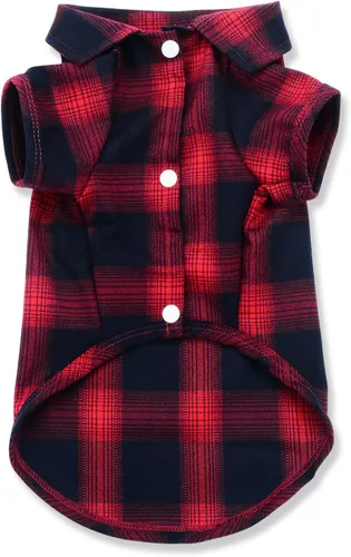 Koneseve - Camisa para perro, camiseta a cuadros para mascotas, camiseta de suéter para perros pequeños, gatos, cachorros, rejilla adorable, Rojo