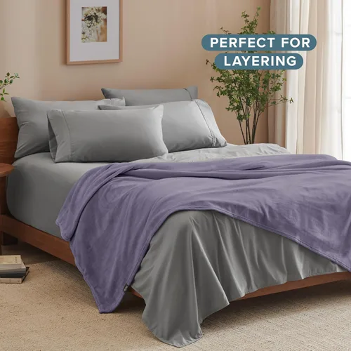 Miniatura 8 de Bare Home Manta de Vellón - Manta/Viaje - Ultra-Suave y Liviana para Cama, Sofá y Sillón - Microfelpa de Lujo - Manta Cálida y Acogedora 17 - Morado