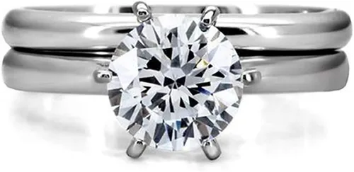 Miniatura 4 de MABELLA His Hers - Anillo de compromiso de acero inoxidable con circonita cúbica para mujer