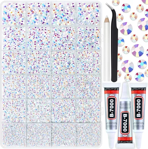 Miniatura 19 de 3000 PIEZAS de Brillantes de Resina con Dorso Plano, 2mm 3mm 4mm 5mm 6mm Rosa Claro AB, Brillantes de Resina en Gel con Dorso Plano para Vasos