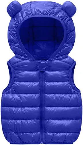 Miniatura 15 de Chaleco sin mangas de invierno para bebé, con cremallera sólida, con capucha y orejas de oso, chaqueta para niños y niñas