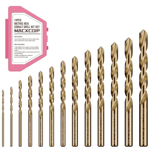 Miniatura 13 de Metric - Juego de 16 brocas de cobalto M35, brocas de cobalto HSS de 0.197 in, para metales endurecidos, acero inoxidable, hierro fundido
