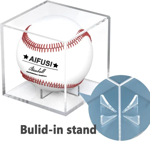Miniatura 3 de Estuche de exhibición de béisbol, cubo acrílico con protección UV, soporte cuadrado transparente para exhibición de recuerdos y almacenamiento