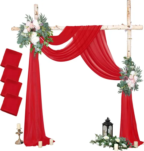 Miniatura 16 de AMZLOKAE Cortinas de arco de boda burdeos 2 paneles de tela de gasa de 18 pies 6 yardas de decoración elegante de gasa Perfecto para ceremonia