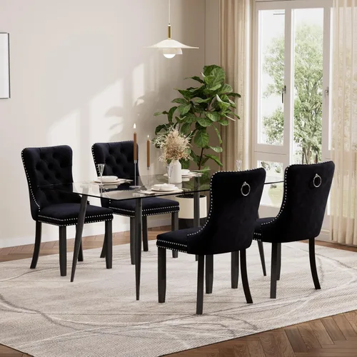 Miniatura 128 de Baysitone Juego de mesa de comedor de vidrio de 51 pulgadas para 4, juego de 5 piezas moderno de comedor, mesa de cocina rectangular de vidrio con 4