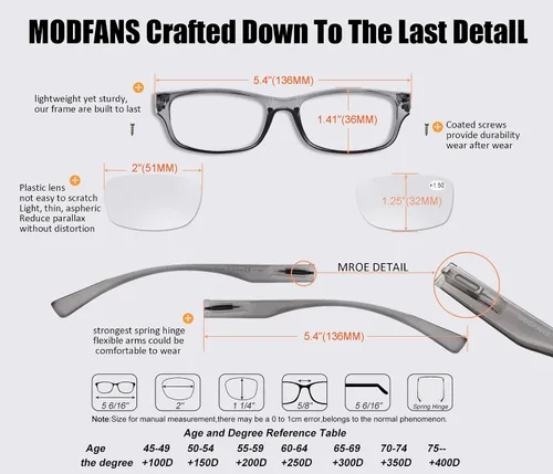 Miniatura 3 de MODFANS Gafas de lectura de gran valor 3 pares de elegantes gafas de sol Comfort Spring Bisagra unisex para lectores de hombres y mujeres +1,0