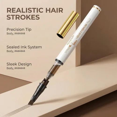 Miniatura 3 de Lápiz líquido de cejas de 4 garras, línea fina natural impermeable, efecto de microblading 3D, herramienta de maquillaje profesional (1# café claro)