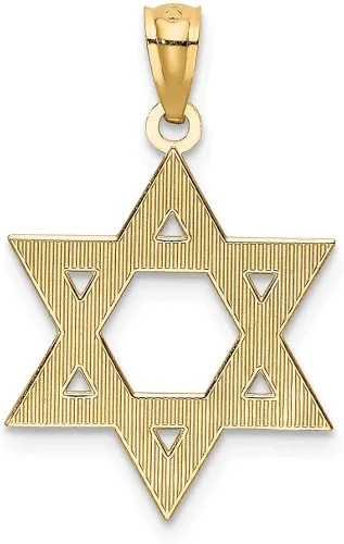 Miniatura 3 de Colgante judío de la suerte con estrella de David de talla diamante de oro amarillo sólido de 14 k 0.984 in, Metal