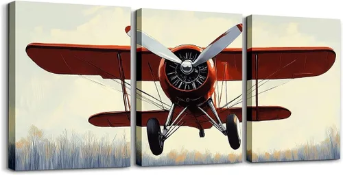 Miniatura 29 de jejeloiu Lienzo retro de 3 piezas de arte de pared para sala de estar, dormitorio, 38 x 19 pulgadas, bandera estadounidense, decoración de pared