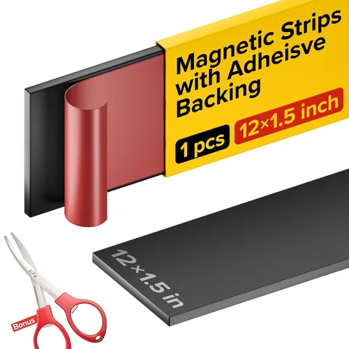 Miniatura 20 de X-bet MAGNET Tiras magnéticas – Rollo de cinta magnética de 1 pulgada x 25 pies – Imanes en blanco para escribir – Etiquetas adhesivas y calcomanías