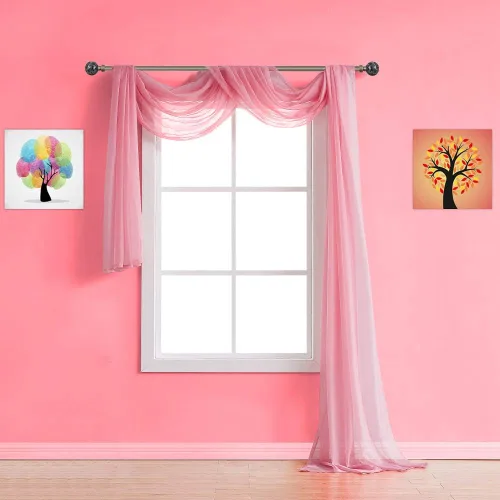 Miniatura 11 de Warm Home Designs Bufanda transparente de 24 pies de largo color azul polvoriento. Estas bufandas de cenefa de longitud XXL de 54 x 288 pulgadas