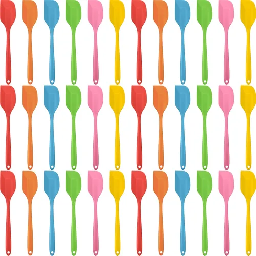 Irenare 36 Piezas Mini Espátulas de Silicona a Granel de 8.3 Pulgadas Resistentes al Calor Raspadores Espátulas de Goma Diseño Sin Costuras CUTE