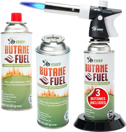 Miniatura 9 de Jo Chef Encendedor de butano profesional, antorcha de cocina, encendedor de llama ajustable recargable con bloqueo de seguridad para barbacoa