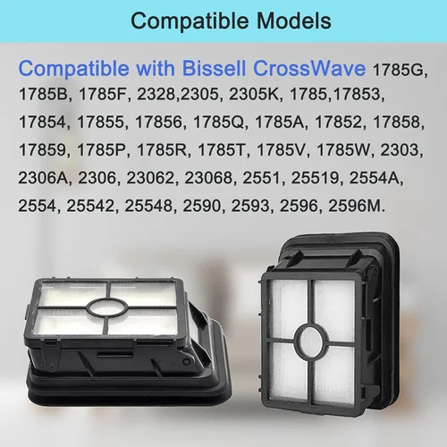 Miniatura 2 de Bvhonwe Paquete de 8 filtros de repuesto 1866 compatibles con aspiradoras Bissell Crosswave 1785 2306 2551 y 2554 CrossWave Cordless Max todo