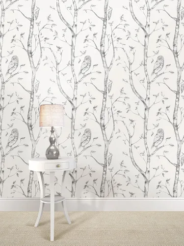 Miniatura 2 de Papel tapiz adhesivo con diseño de bosque de Brewster, Gris, NU1412