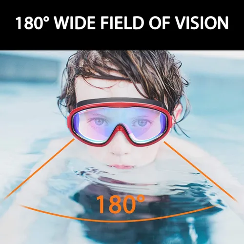 Miniatura 4 de Paquete de 2 gafas de natación para niños, gafas de natación para niños de 3 a 15 años Rojo/Negro y Blanco/Azul