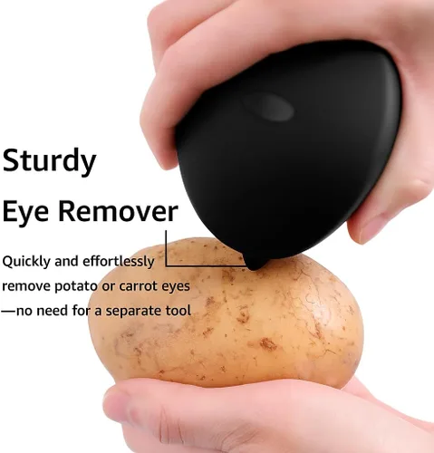 Miniatura 6 de Paquete de 2 cepillos para patatas, limpiador de verduras negras para verduras de raíz, limpiador de productos de doble cerdas con agarre Paquete
