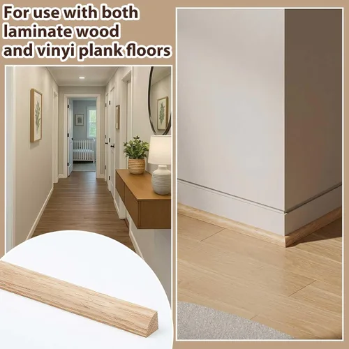 Miniatura 4 de DoubleFill Paquete de 2 Molduras de Cuarto Redondo de Roble Rojo 47'' × 1/2" × 1/2" Madera Dura Maciza Sin Acabar para Pisos, Zócalos, Gabinetes