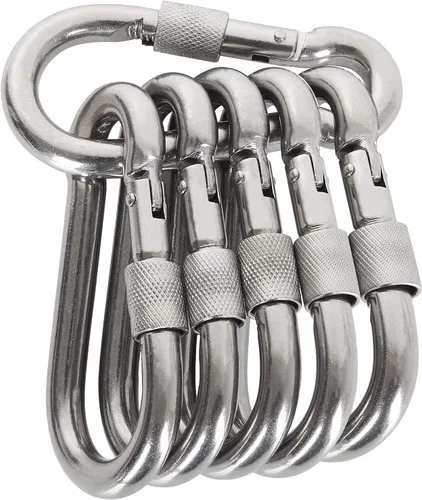 Clips de mosquetón de bloqueo, gancho de resorte de acero inoxidable, mosquetón de bloqueo resistente, 304 de acero inoxidable de alta calidad con