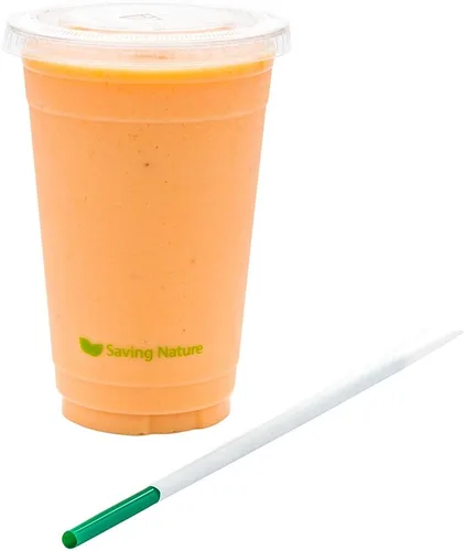 Basic Nature - Pajitas frías de 8.3 pulgadas, 100 pajitas compostables para bebidas, desechables, con certificación BPI, pajitas de plástico verde,