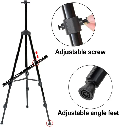 Miniatura 6 de Caballete portátil para pintar, caballete de pintura de altura ajustable con bolsa, caballete de arte de mesa para pintar soporte de lienzo, soporte