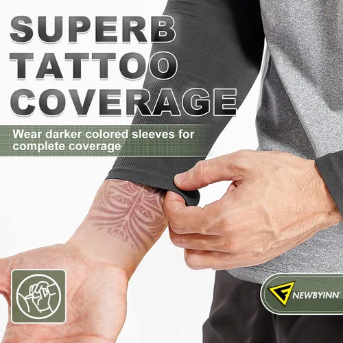 Miniatura 4 de Newbyinn Mangas de brazo para hombres y mujeres, talla L a XL, manga de protección solar UV para cubrir tatuajes, funda de compresión refrescante 2