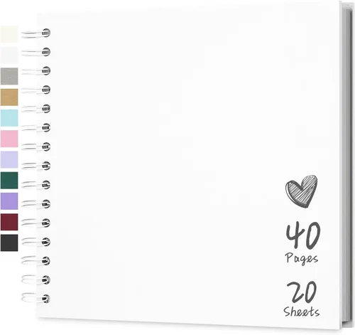 Miniatura 17 de Álbum de recortes de 7 x 7 pulgadas, álbum de recortes DIY de tapa dura de papel kraft, álbumes de fotos, 40 páginas, perfecto para fotos de 4 x 6
