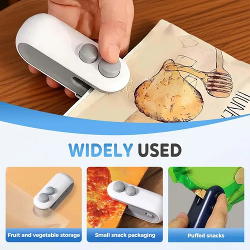 Miniatura 7 de Mini sellador de bolsas, sellador 2 en 1 actualizado 2025 con cortador e imán, sellado térmico de bolsa de chips recargable por USB, máquina