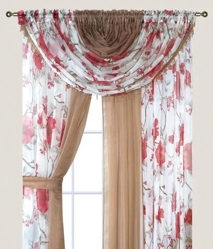 Miniatura 27 de Sapphire Home Cortinas traslúcidas – Juego de 4 paneles de dos tonos con cenefa y alzapaños, 55 x 63 pulgadas, cortina ligera filtrante de luz