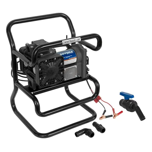 Sotera Bomba de transferencia química de 12 V CC, Chemtraveller portátil con medidor - Bomba de transferencia de ácido suave para aplicaciones al