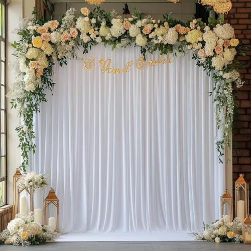 Miniatura 25 de Cortinas tipo telón de 10 x 10 pies sin arrugas de color azul bebé para fiestas, cortinas tipo telón de tela gruesa para foto de boda, cumpleaños