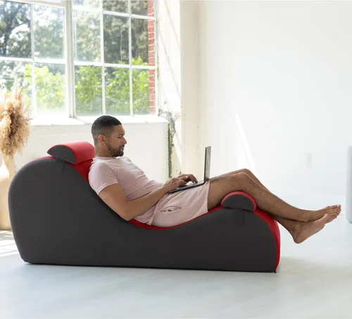 Miniatura 6 de Avana Chakra Yoga Chaise - 2 reposacabezas ajustables y asas con correas ajustables, micro terciopelo/microbucle, rojo y gris