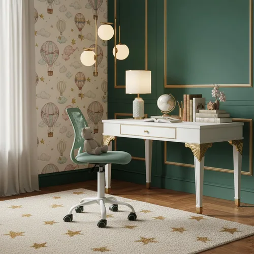 Miniatura 6 de FurnitureR Silla de escritorio para adolescentes, niños y niñas, silla de tareas con malla transpirable y polipropileno con respaldo medio, altura