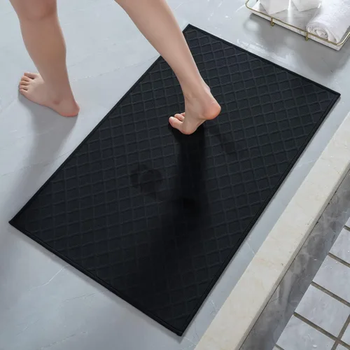 AMOAMI Tapetes de baño ultra delgados, con parte trasera de goma, antideslizantes, absorbentes, para suelo, regadera y lavabo (16 x 24 pulgadas,