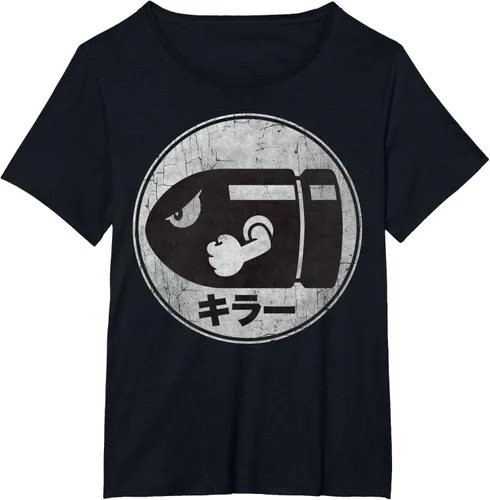 Miniatura 30 de Super Mario Camiseta con logotipo de Bullet Bill Distressed en Kanji