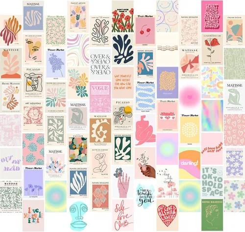 Miniatura 16 de KBKBART Decoración de habitación de nieta costera, kits de collage de pared rosa y azul, 50 piezas de 4 x 6 pulgadas, pósteres estéticos de pared