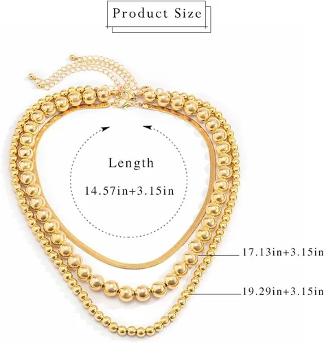 Miniatura 4 de Sixexey Collar de cuentas de oro, collares en capas, collar de cadena de bolas, joyería para mujer