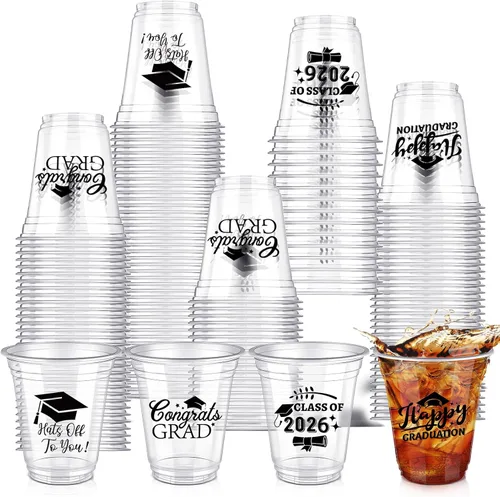 Miniatura 8 de Eaasty 200 tazas de graduación de 12 onzas 2026 vasos de plástico desechables para la clase de 2026, fiesta de graduación, felicitaciones, Azul