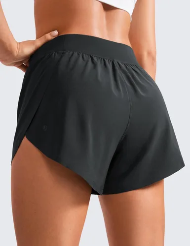 Miniatura 4 de CRZ YOGA - Pantalones cortos deportivos, de tiro medio, para mujer, ligeros, con abertura alta, forro, de secado rápido, para gimnasio