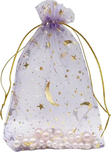 Miniatura 10 de Jexila 100 bolsas de regalo de organza dorada de 4 x 6 pulgadas, pequeñas bolsas de joyería con cordón de malla, bolsa de regalo para bodas, Dorado