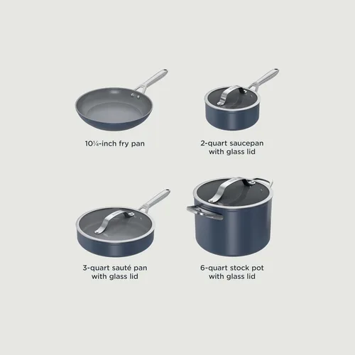 Miniatura 11 de Ninja Ceramic Pro 7 Piezas Juego de Utensilios de Cocina, Juego de Ollas y Sartenes Antiadherentes con Tapas de Vidrio, No Tóxico, Libre de PTFE