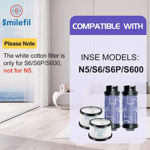 Miniatura 5 de Smilefil - Kit de filtro de repuesto para filtro primario y secundario, accesorios compatibles con aspiradora inalámbrica Inse N5 S6 S6P S600