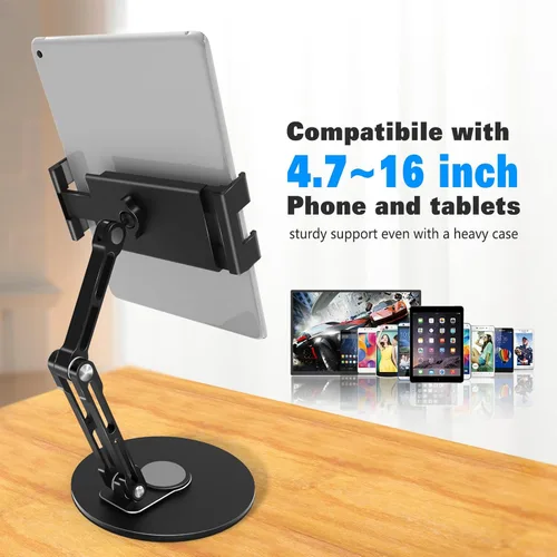 Miniatura 4 de Bimo Soporte para tablet para iPad, soporte de monitor portátil para 15.6 pulgadas, 16 pulgadas, base giratoria de 360° para Kindle de 4.7 a 16