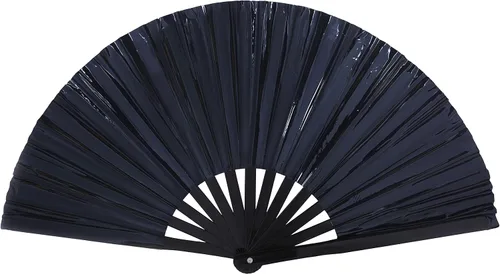 Miniatura 10 de Gionforsy 1 ventilador plegable rave para mujer, ventilador de mano grande de bambú con tela de color brillante para festival